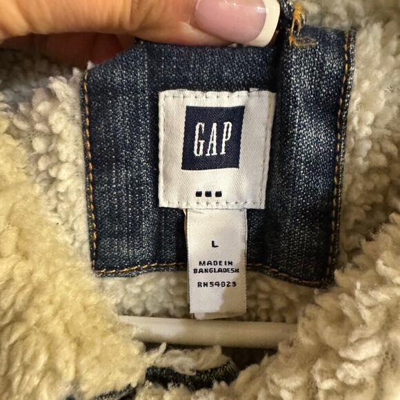 Gap Men’s Sherpa-Lined Icon Denim Jacket Size Large Medium Wash Blue Classic - Picture 7 of 8